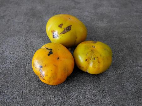 キズやシミがある無農薬の自然の柿3個 キズやシミがある無農薬の自然の柿3個 柿,果物,フルーツの写真素材