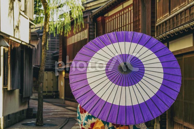 金沢 ひがし茶屋街と着物姿の女性 ひがし茶屋街,茶屋街,東茶屋町の写真素材