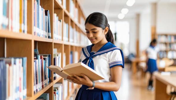 図書館にいる女性の写真