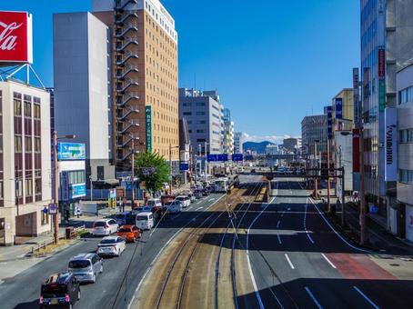 【高知県】高知市・はりまや橋周辺 はりまや橋駅,大通り,高知市の写真素材