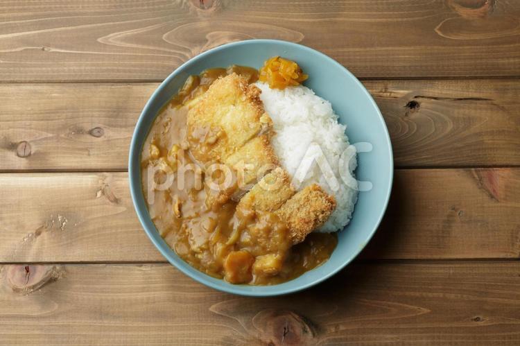 カツカレー　俯瞰 カレー,カツカレー,とんかつの写真素材