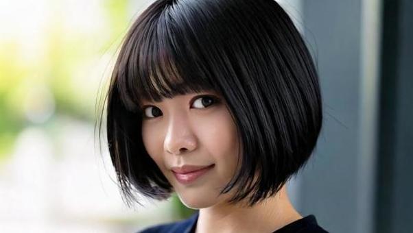 ショートヘアの女性 ショートヘアの女性の写真