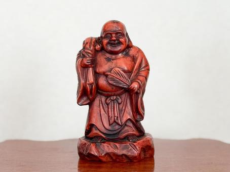 木彫りの布袋尊 木彫りの布袋尊 布袋尊,七福神,木彫りの写真素材