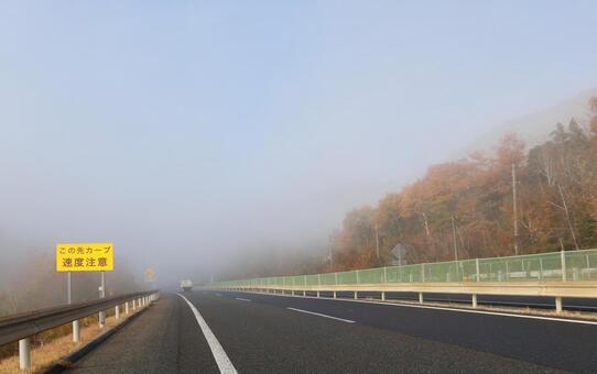 霧の高速道路 霧,高速道路,道路の写真素材