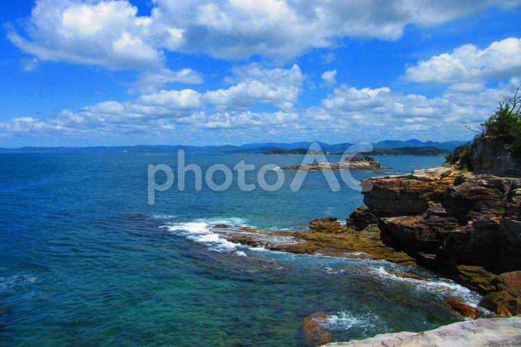 和歌山県-千畳敷からの風景 和歌山県-千畳敷からの風景 千畳敷,海食台,砂岩の写真素材