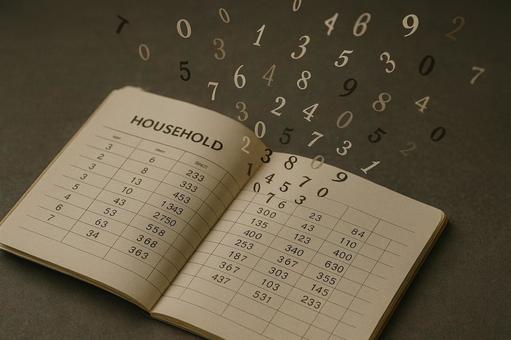 溢れ出す数字(帳簿から舞う数列) 溢れ出す数字(帳簿から舞う数列)の写真