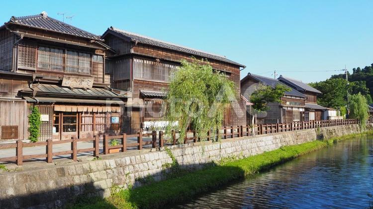 小江戸佐原・河畔のレトロな散歩道・香取市 佐原,小江戸,レトロの写真素材