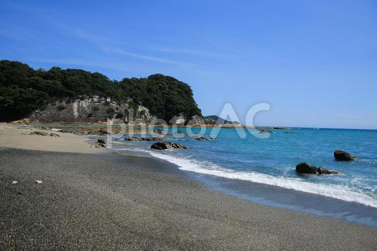 高知県土佐清水市　桜浜の風景 桜浜,桜浜海水浴場,浜の写真素材