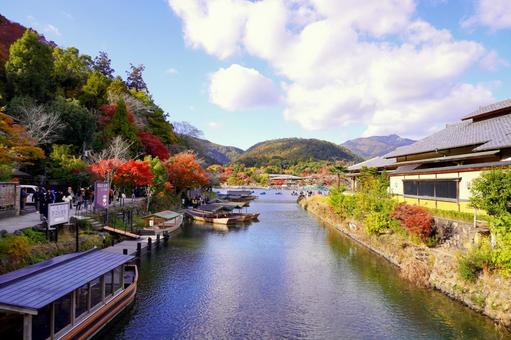 秋の嵐山 紅葉,もみじ,京都の写真素材