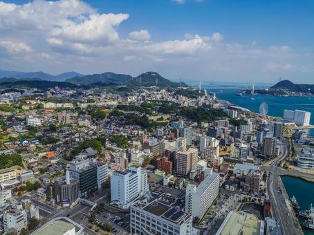 【山口県】下関市の風景 海峡ゆめタワー,展望台,関門海峡の写真素材