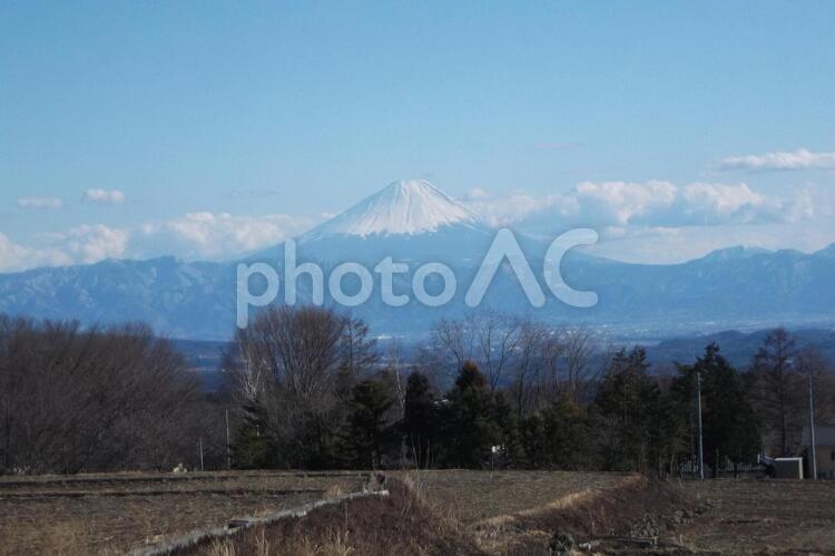 冬の八ヶ岳（山梨）から見た富士 八ヶ岳,山梨,冬の写真素材