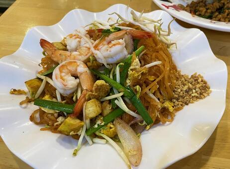 パッタイ パッタイ,タイ料理,露店の写真素材