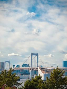 Photo, rainbow bridge, daiba area, townscape, 