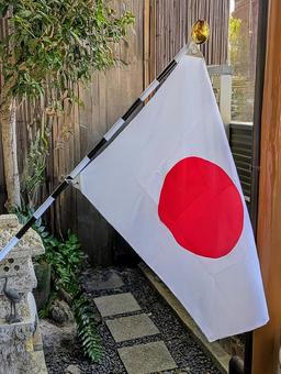 玄関に日の丸② 正月,日の丸,日本の写真素材