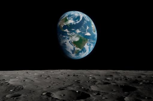 月面のアースライズの写真