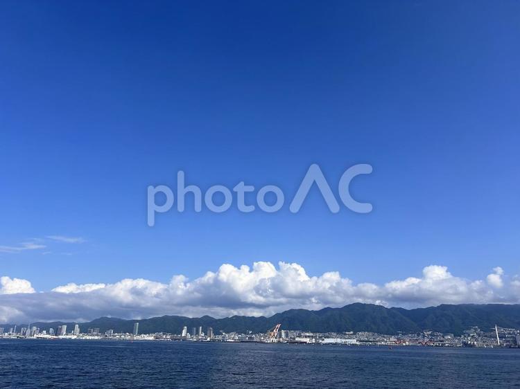 神戸港夏の風景 海,空,夏の写真素材