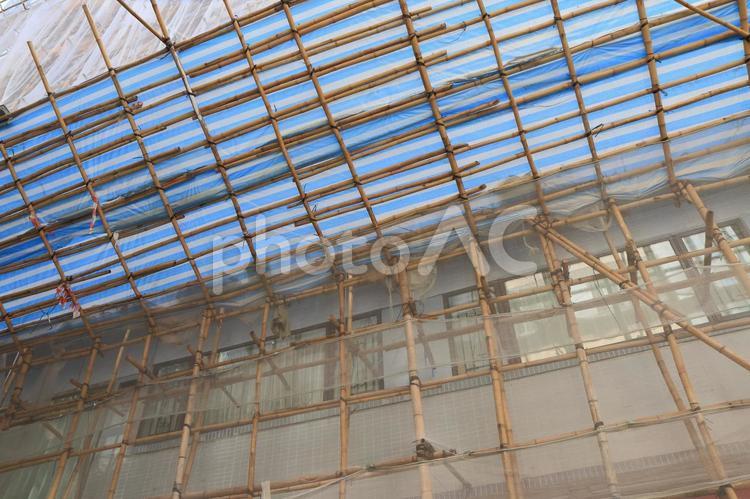 香港　工事現場の竹の足場 香港,工事,現場の写真素材