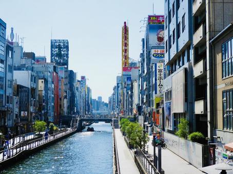 大阪日本橋から眺める昼下がりの道頓堀4 道頓堀,道頓堀川,大阪市の写真素材