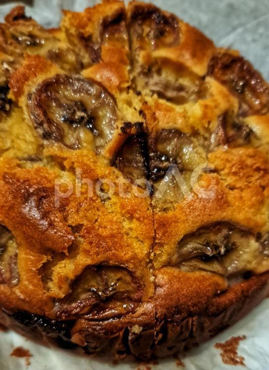 バナナケーキ 手作り,おいしい,焼きたての写真素材