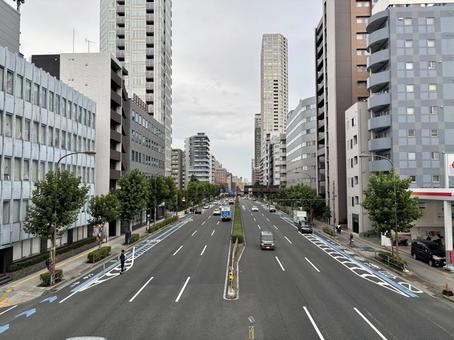大都会東京のビル群と道路(曇り) 大都会東京のビル群と道路(曇り) ビル群,街並み,ビジネス街の写真素材