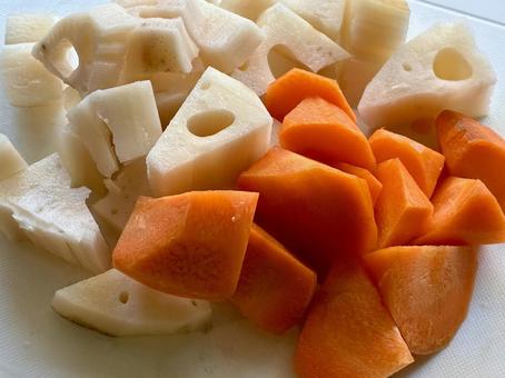 蓮根と人参2 料理,蓮根,野菜の写真素材