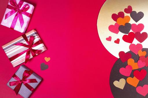 赤背景のバレンタインデザイン バレンタイン,2月14日,プレゼントの写真素材