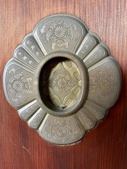 板戸の引手 板戸の引手,引手,金具の写真素材