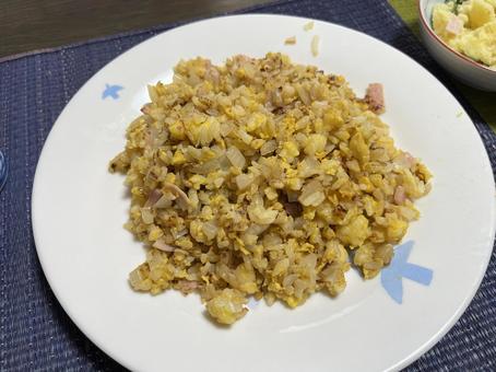 炒飯 炒飯 炒飯,チャーハン,たまねぎの写真素材