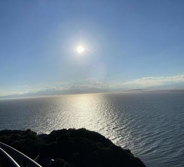 太陽と海 太陽と海 海,青空,青の写真素材
