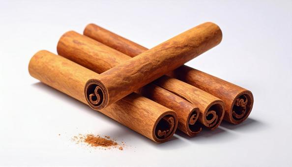 白い背景にシナモンスティック 白い背景にシナモンスティックの写真