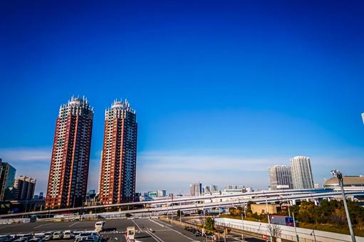お台場のツインタワー お台場のツインタワー お台場,東京,日本の写真素材