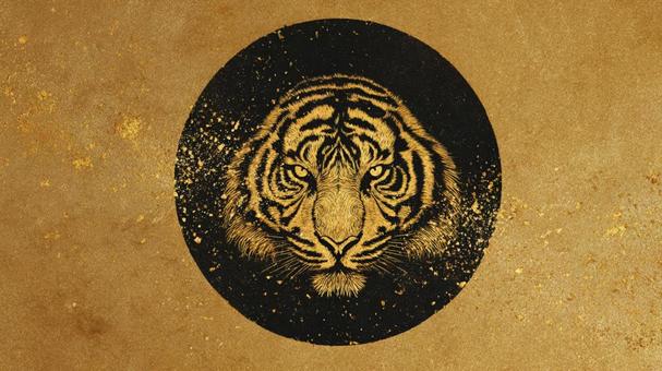 金色背景の虎デザインの写真