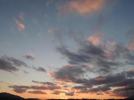 空 夕焼け オレンジ 空 夕焼け オレンジの写真