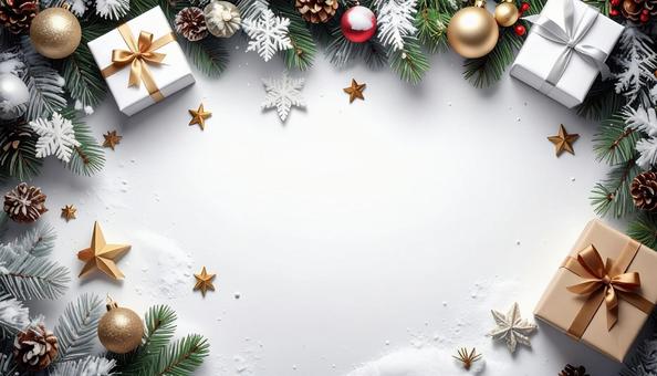 クリスマスをイメージした白背景 クリスマスをイメージした白背景の写真