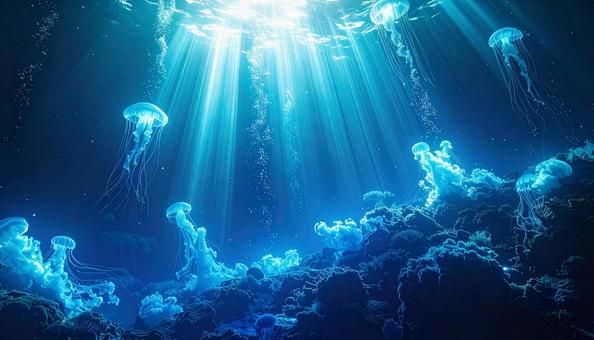 光の海に漂うクラゲ 光の海に漂うクラゲの写真