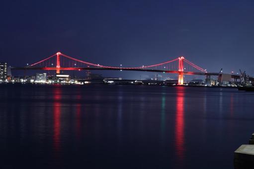 若戸大橋の夜景(ライトアップ)15 若戸大橋の夜景(ライトアップ)15 若戸大橋,橋,橋の下の写真素材