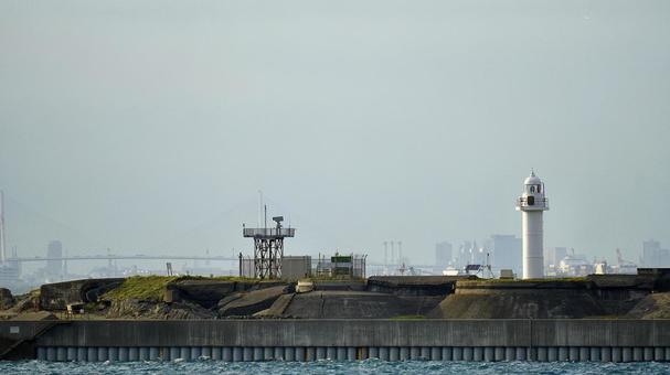 東京都の第二海堡の拡大写真 東京都の第二海堡の拡大写真 第二海堡,海,島の写真素材