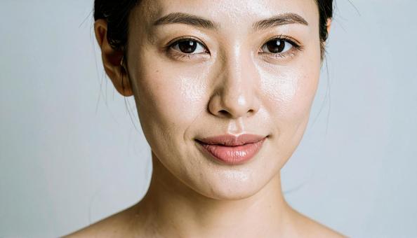 若い日本人女性のビューティ グレー背景 若い日本人女性のビューティ グレー背景の写真