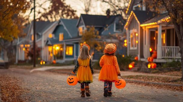 ハロウィンを楽しむ子供 ハロウィンを楽しむ子供の写真