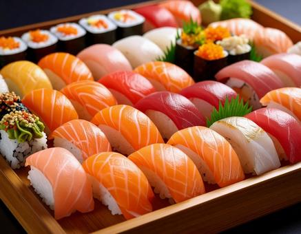 いろいろなネタが乗った寿司 和食4 いろいろなネタが乗った寿司 和食4の写真