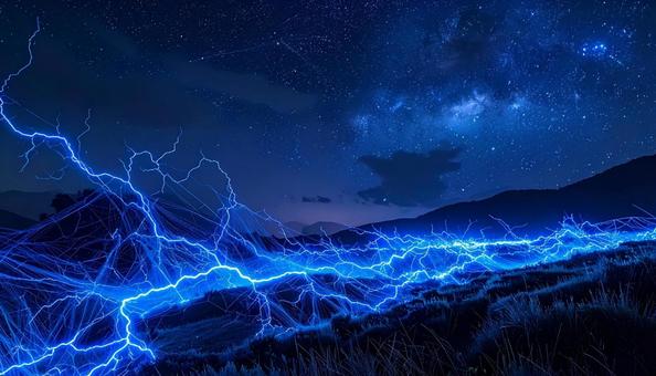 地平線を走る雷光 地平線を走る雷光の写真