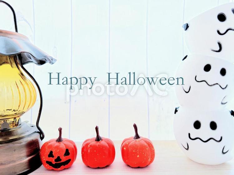 ハロウィンイメージ　かぼちゃとおばけ ハロウィン,ゴースト,オバケの写真素材