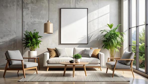 ポスターが映える、ミニマルなインテリア ポスターが映える、ミニマルなインテリアの写真