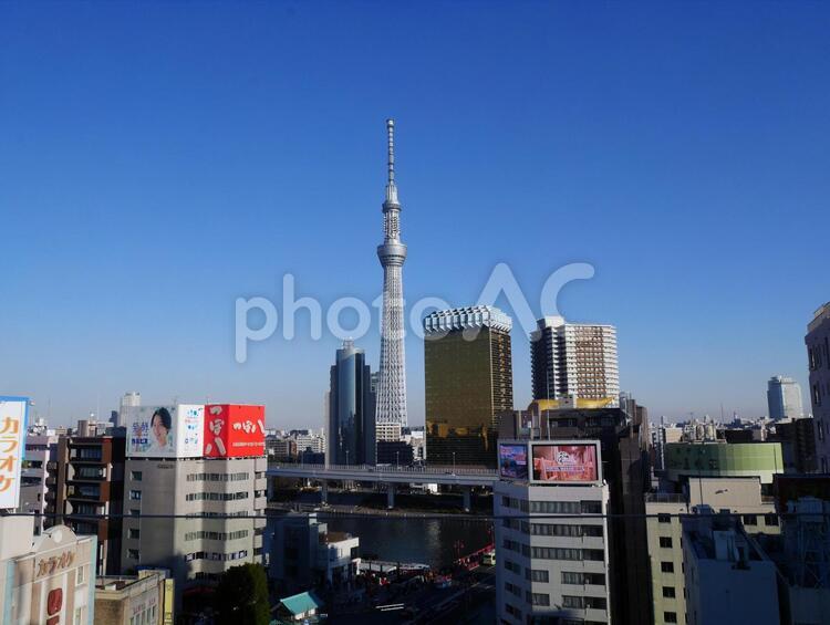 東京スカイツリーの見える風景1 東京スカイツリー,スカイツリー,浅草の写真素材