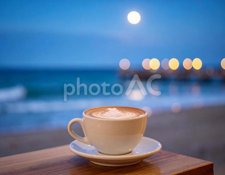海が見えるカフェ 2 コーヒー,カフェ,珈琲の写真素材
