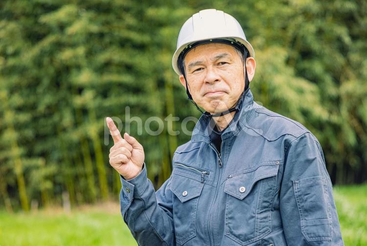 緑地公園の現場にいる中年作業員 男性,日本人,人物の写真素材