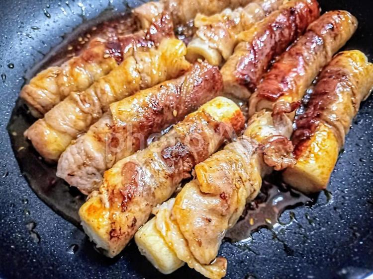 ちくわの肉巻き焼き ちくわ,肉,豚肉の写真素材