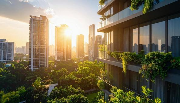 高層マンションの上層階の写真