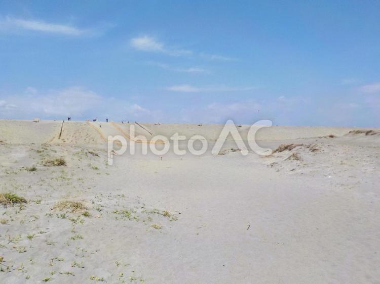 中田島砂丘：果てしなく続く白砂と青空 中田島砂丘,白砂,砂丘の写真素材