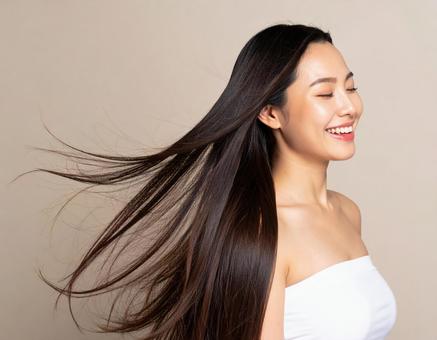 黒髪ロングヘア　ツヤ髪　ヘアモデル3の写真